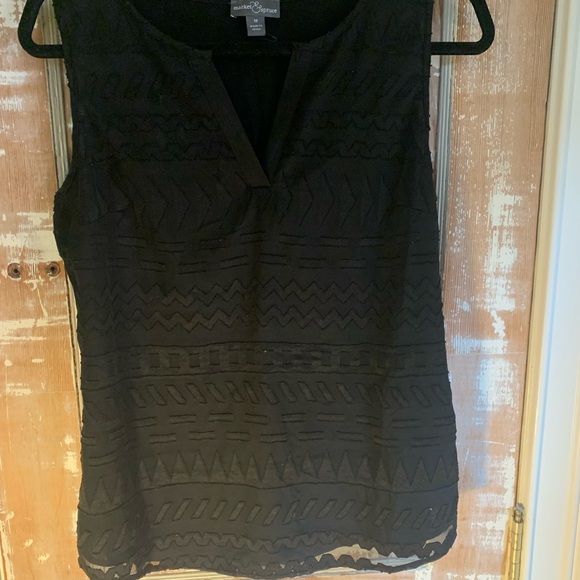 Black tank top v neck blouse - Picture 1 of 3